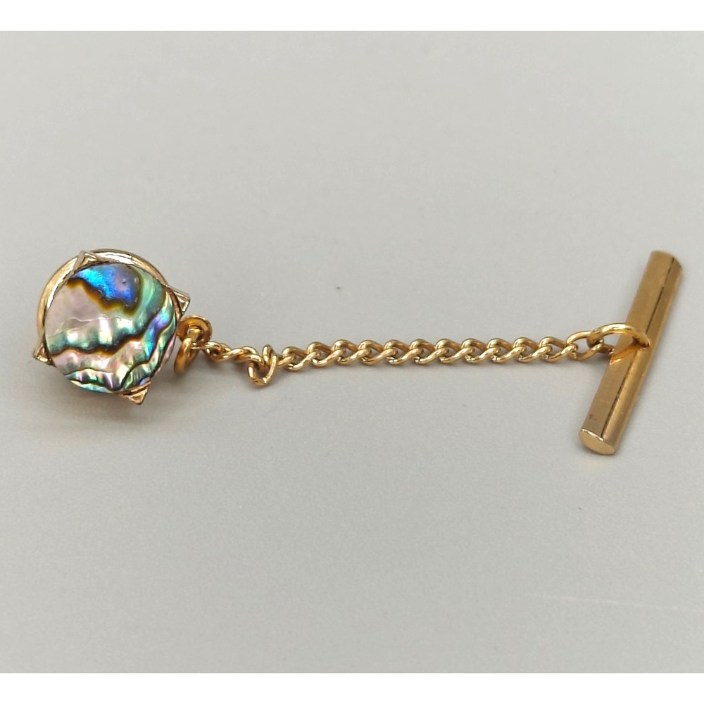 Vintage Swank - Abalone Gold Tone - Tie Tack Men's Formal Jewelry Classic Accent